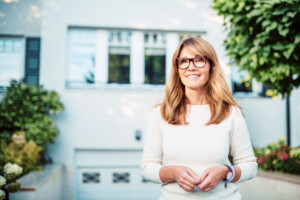 Attractive middle aged woman outdoor portrait